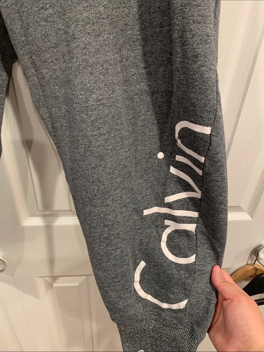 Calvin Klein Dark Gray Capri Sweatpants with White Logo - Picture 3 of 12